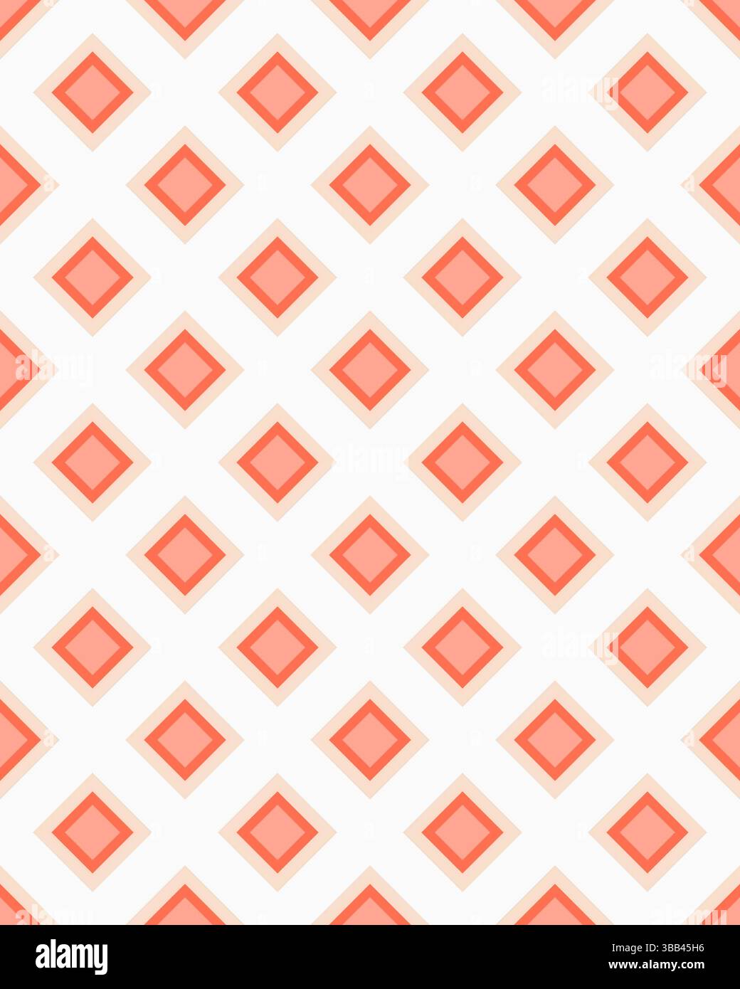 Le ripetute forme di diamante in tonalità coralline su sfondo bianco creano un motivo geometrico fresco e contemporaneo. Foto Stock Le ripetute forme di diamante in tonalità coralline su sfondo bianco creano un motivo geometrico fresco e contemporaneo. Foto Stock