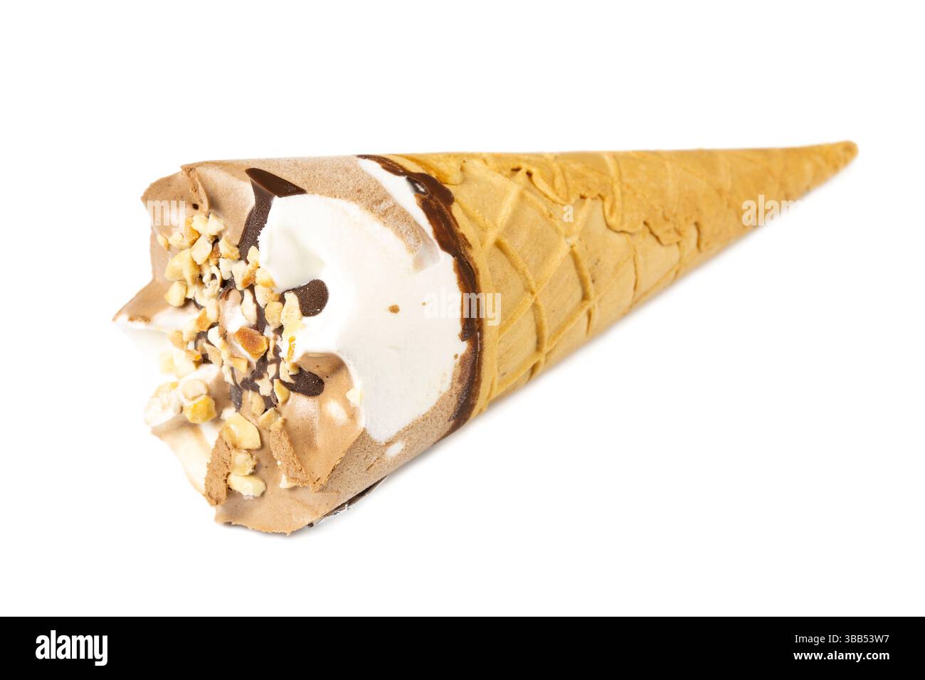 Cono gelato isolato su bianco Foto Stock