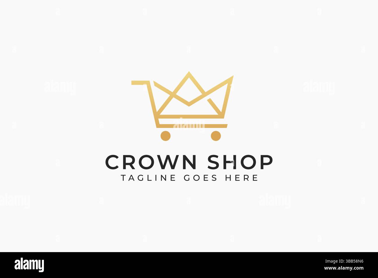 Concept del logo dell'app Crown Shop Retail Store Online Commerce Service Illustrazione Vettoriale