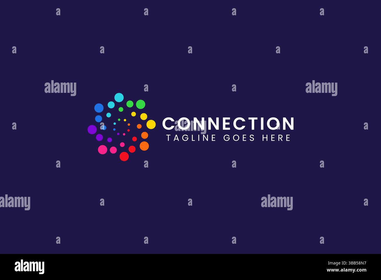 Logo Dot Colorful Abstract per Business Company Network Connection modello di progettazione innovativo globale Illustrazione Vettoriale
