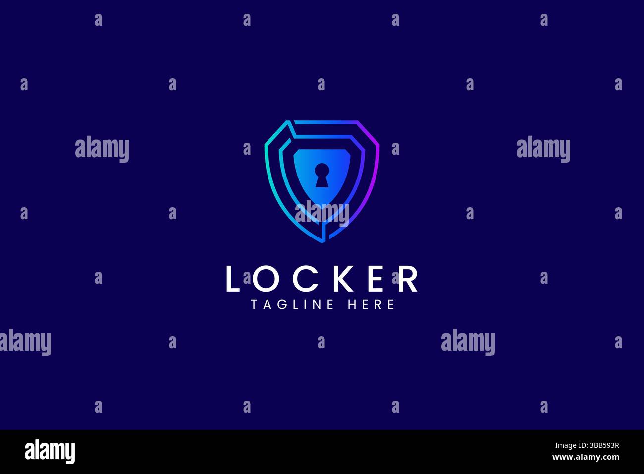 Shield Keyhole Logo Concept Business App e software Secure Protection Technology Network and Data Service Illustrazione Vettoriale