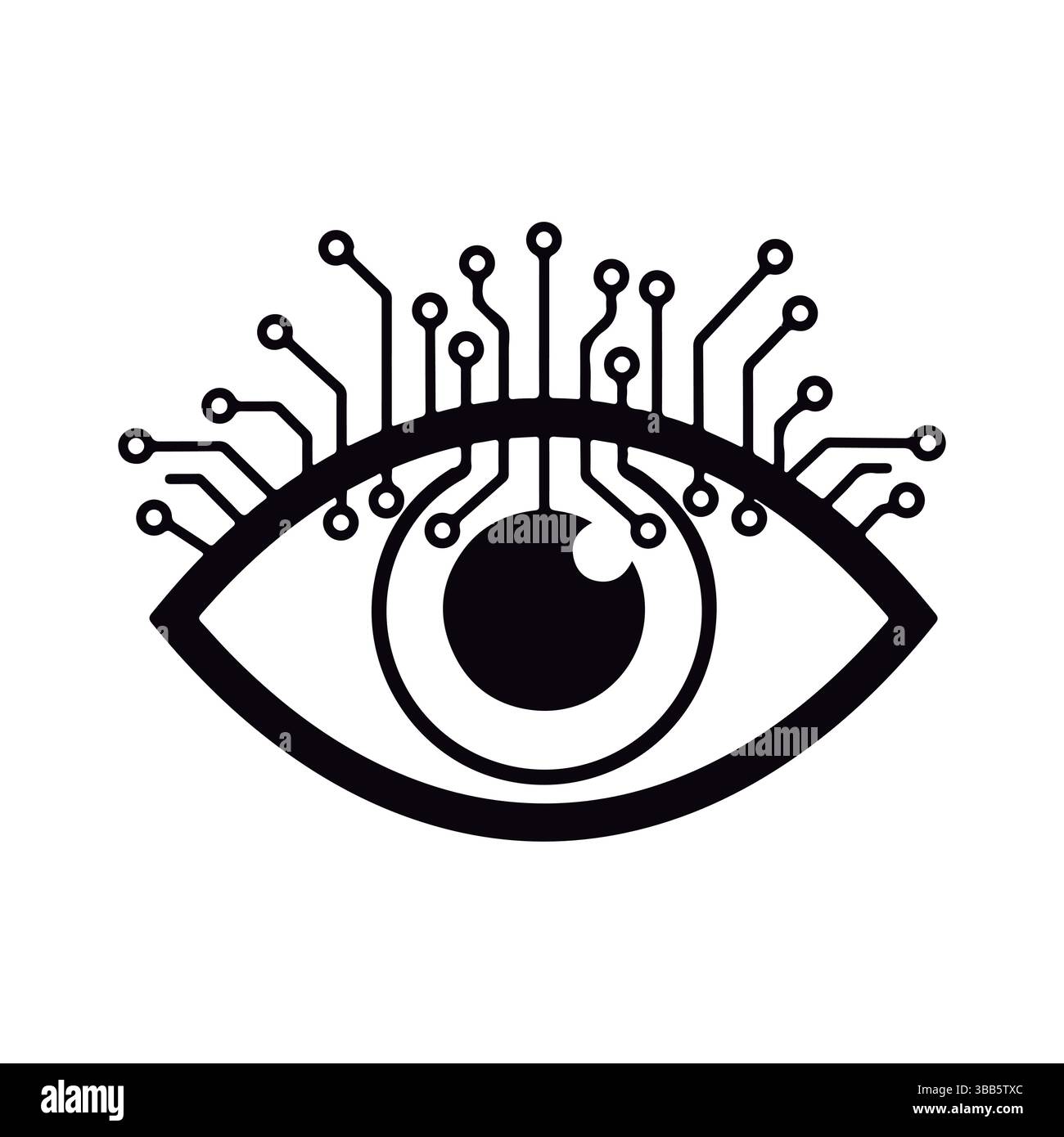 Concetto di visione artificiale. Il futuro della tecnologia di visione. Illustrazione Vettoriale