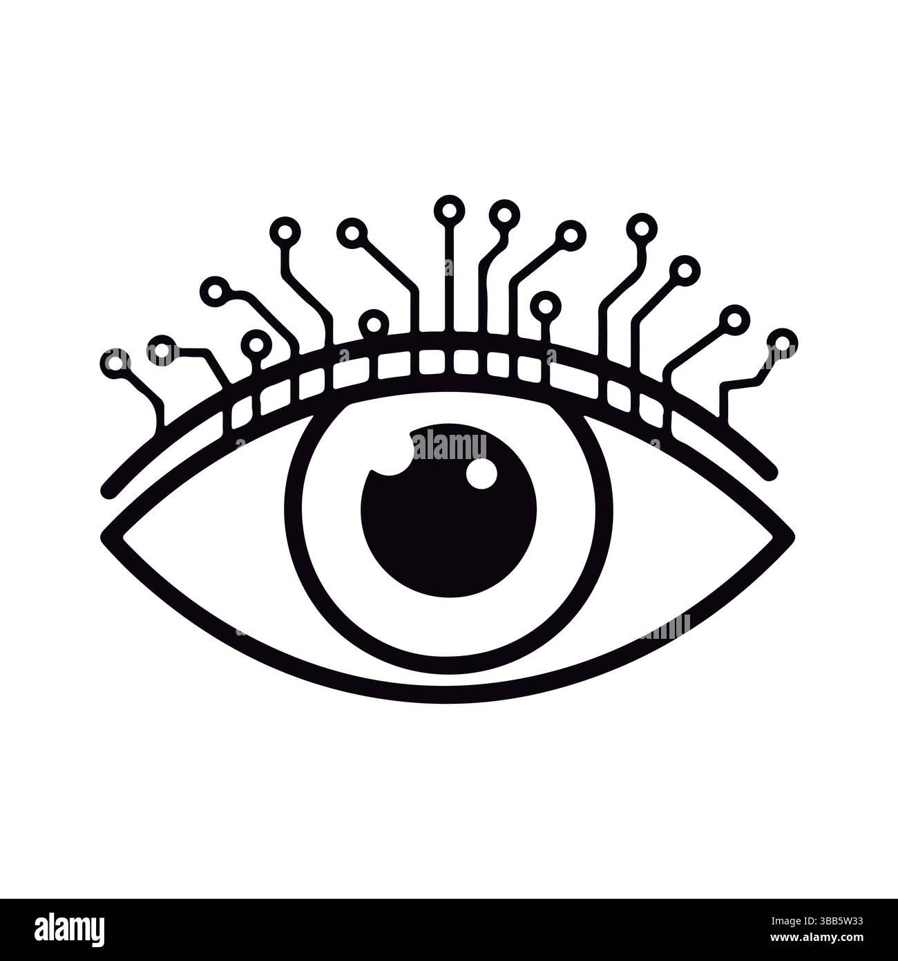 Concetto di visione artificiale. Il futuro della tecnologia di visione. Illustrazione Vettoriale