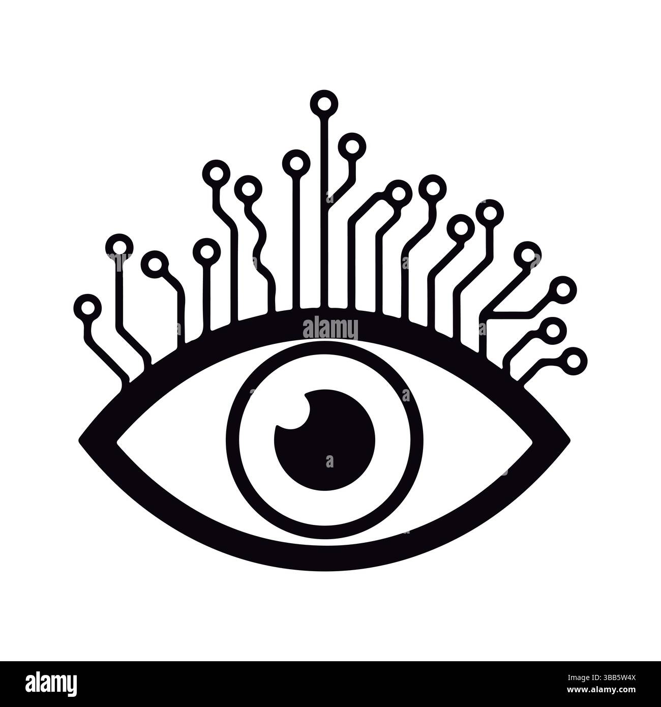 Concetto di visione artificiale. Il futuro della tecnologia di visione. Illustrazione Vettoriale