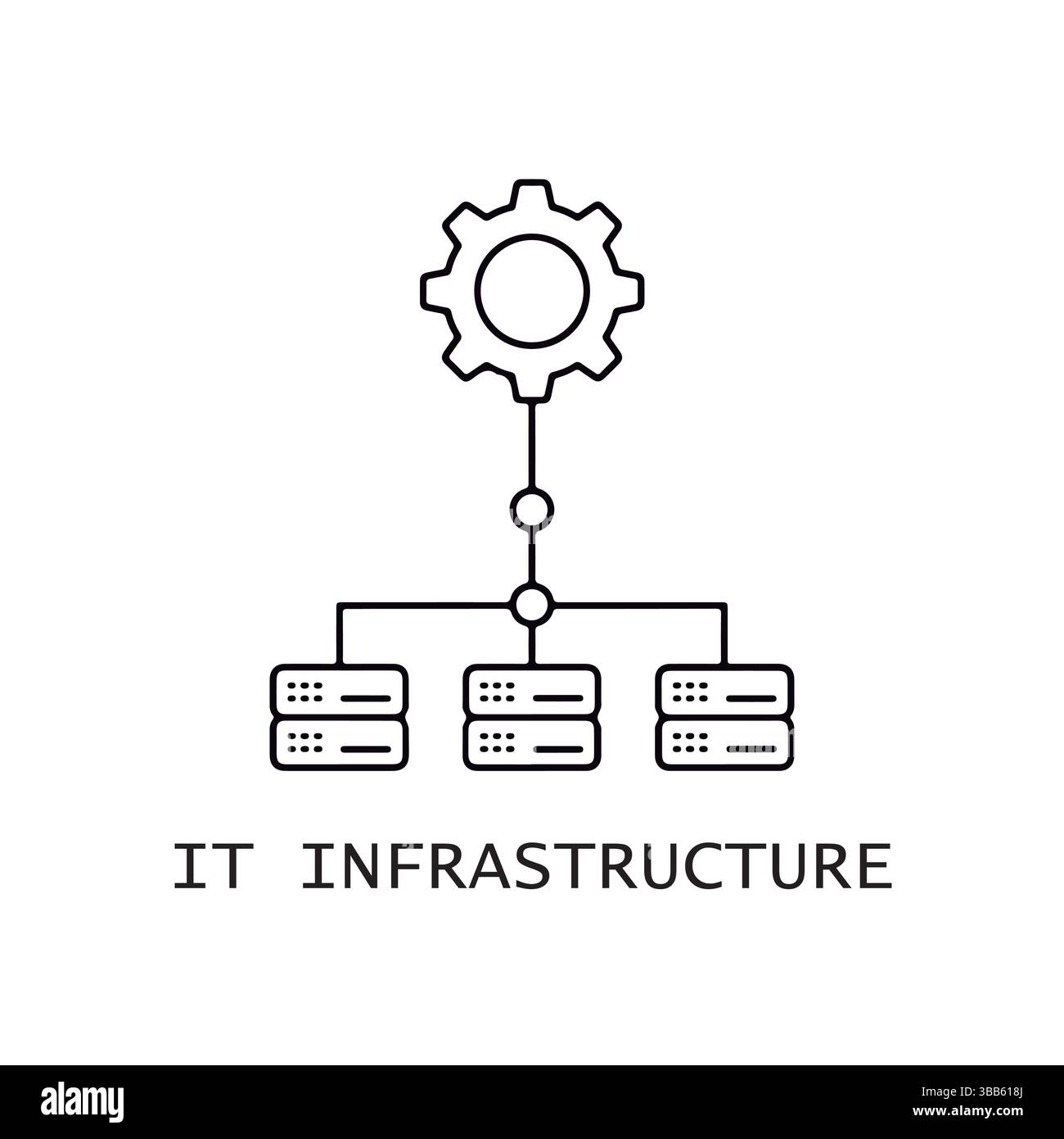 Gestione e ottimizzazione dei server. Sistema di gestione dell'infrastruttura IT. Illustrazione Vettoriale