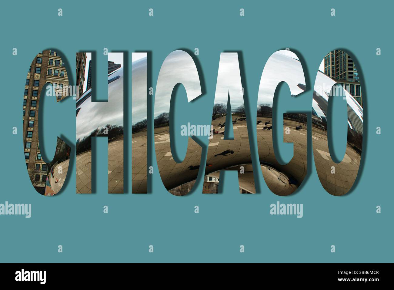 Illustrazione di Chicago, concept, carta da parati, cartolina Foto Stock
