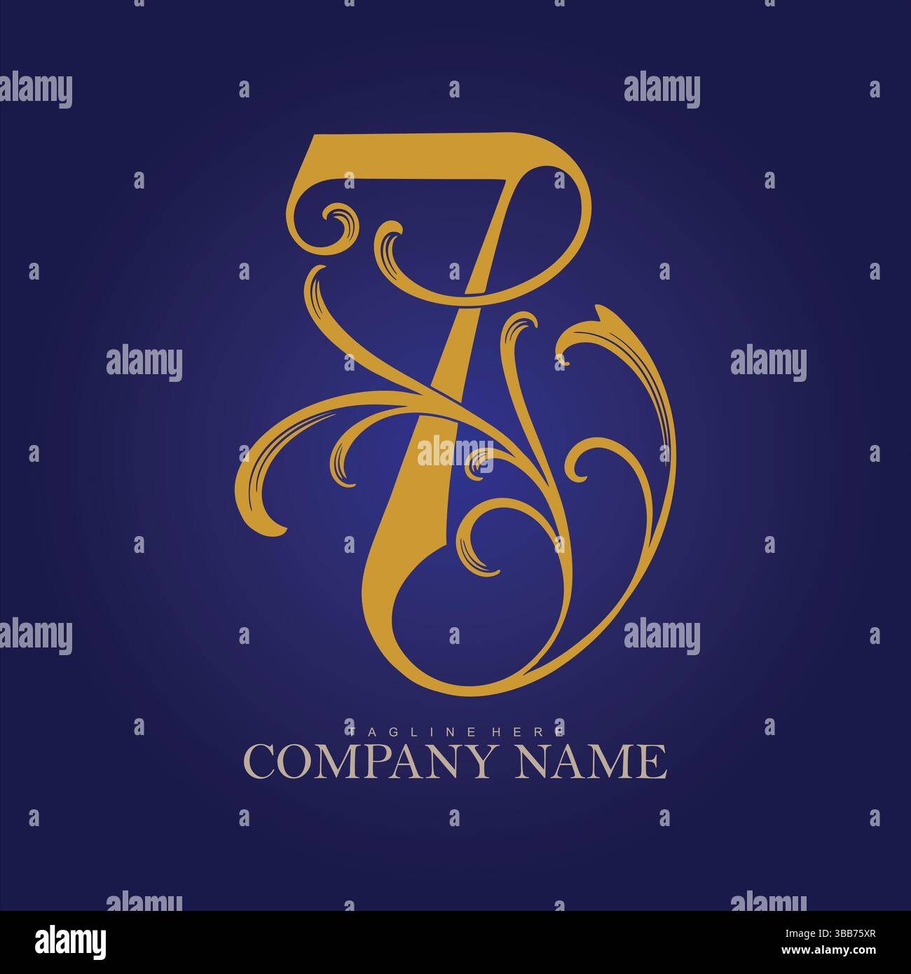 Logo dorato numero 7 decorato con decorazioni floreali illustrazioni vettoriali per il tuo logo di lavoro, t-shirt di merchandising, adesivi e disegni di etichette, poste Illustrazione Vettoriale
