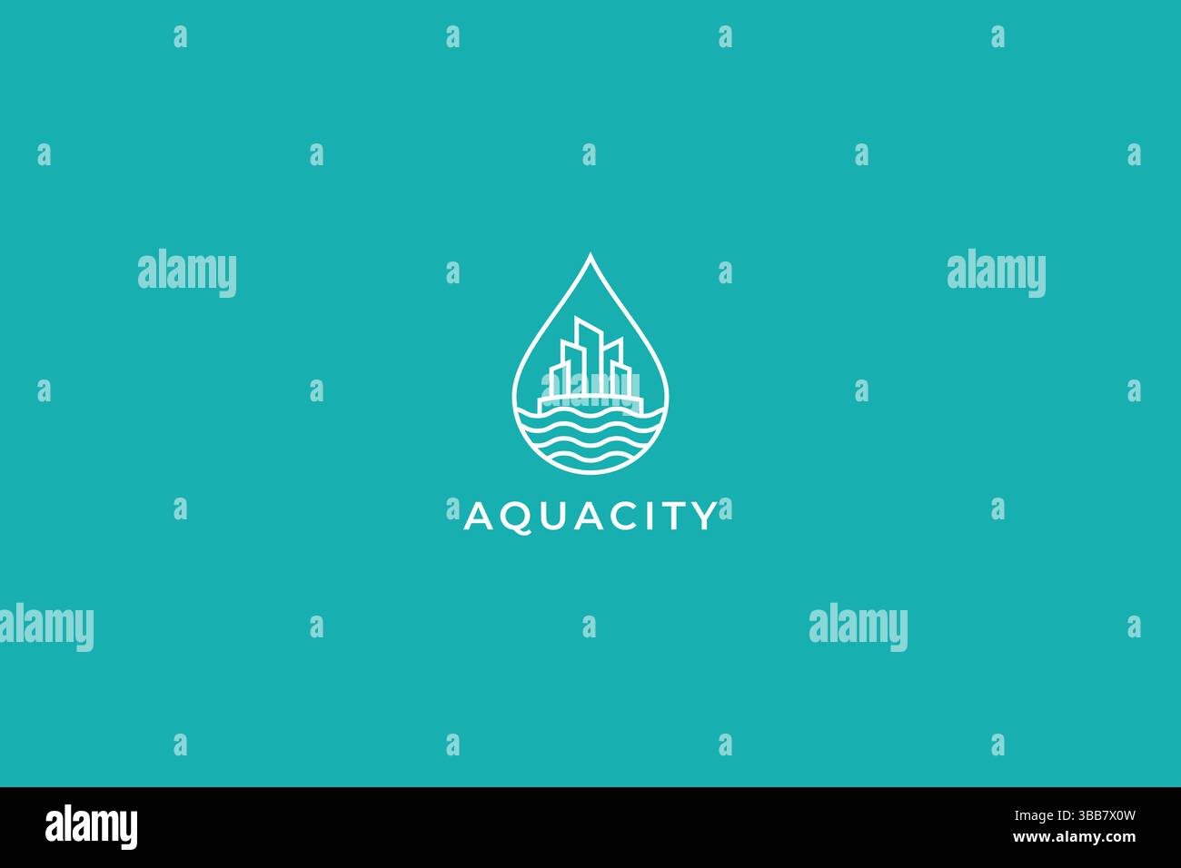 Logo Aqua City con simbolo Water Drop for Business a forma astratta Illustrazione Vettoriale