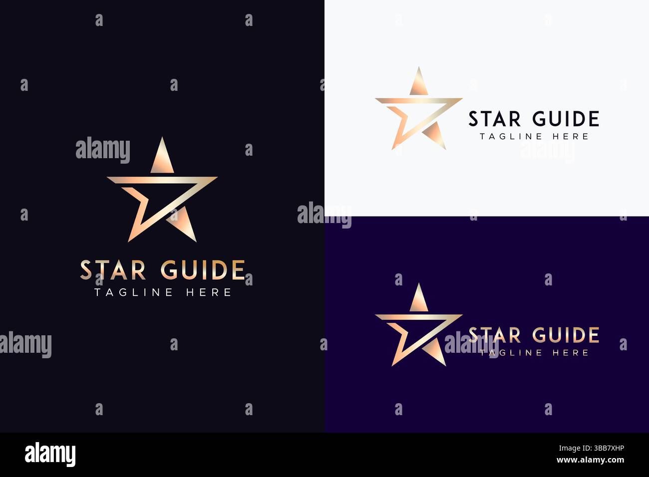 Star Guide Abstract Concept Business Entertainment and Education con logo Gold Color Illustrazione Vettoriale