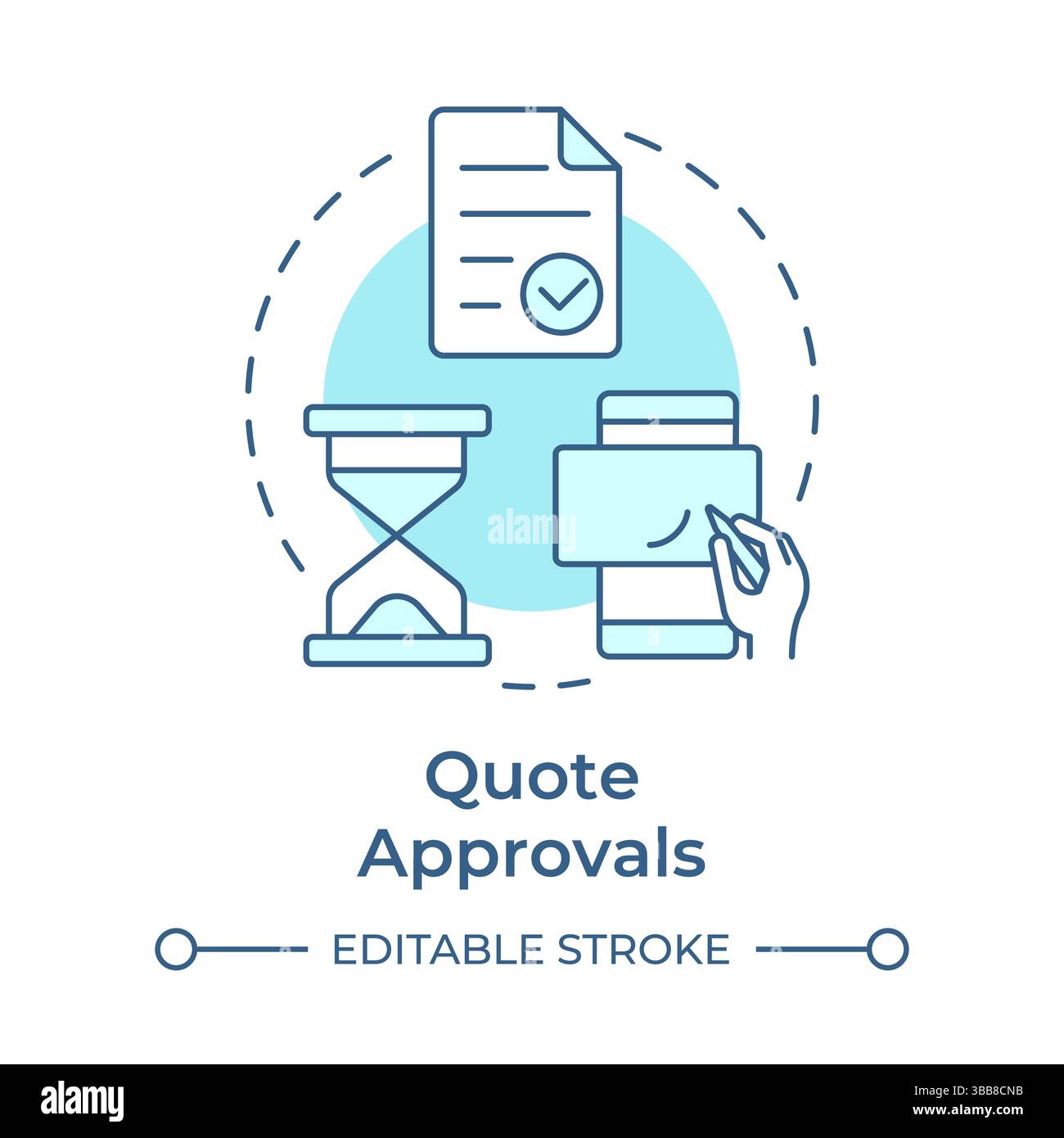 Icona Concept blu morbido approvazioni preventivi Illustrazione Vettoriale