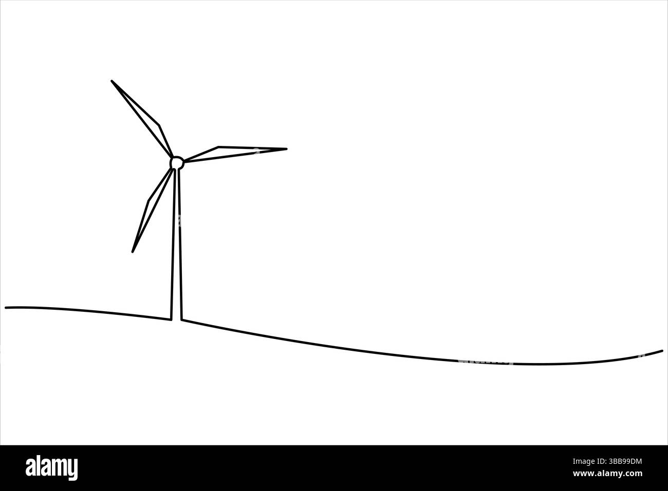 Disegno continuo a linea singola di energia alternativa di turbine eoliche. simbolo di ecologia e protezione della natura illustrazione vettoriale a una linea Illustrazione Vettoriale