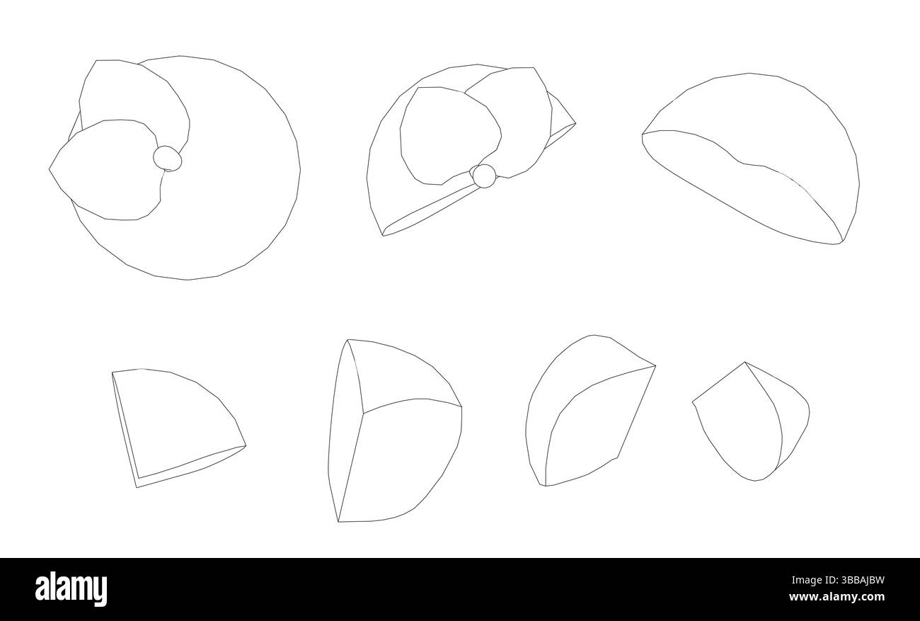 Una serie di disegni di Apple, tutti delineati in nero. I disegni sono tutti di dimensioni e forme diverse, ma hanno tutti uno stile simile Illustrazione Vettoriale