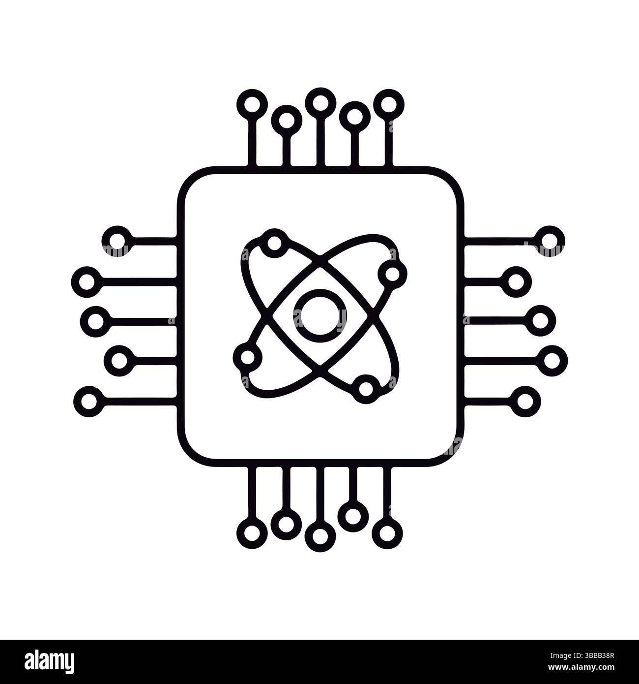 Simbolo Chip quantistico. Circuito Quantum Computing. Illustrazione Vettoriale Simbolo Chip quantistico. Circuito Quantum Computing. Illustrazione Vettoriale