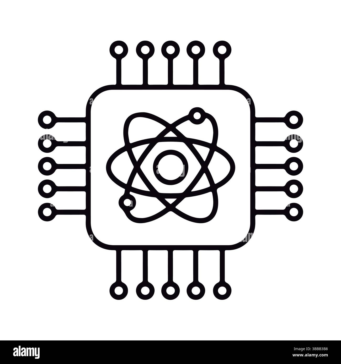 Simbolo Chip quantistico. Circuito Quantum Computing. Illustrazione Vettoriale Simbolo Chip quantistico. Circuito Quantum Computing. Illustrazione Vettoriale