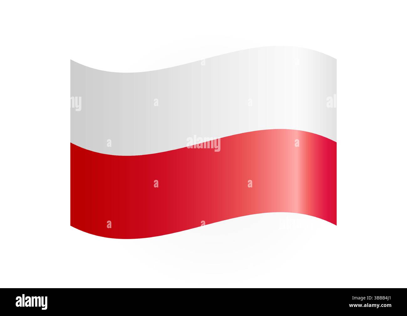 Design ondulato in 3D della bandiera polacca. Bandiera creativa dell'icona web della Polonia. Simbolo isolato. Contrassegna modello con spazio di copia. Grafico di eventi educativi o sportivi Illustrazione Vettoriale