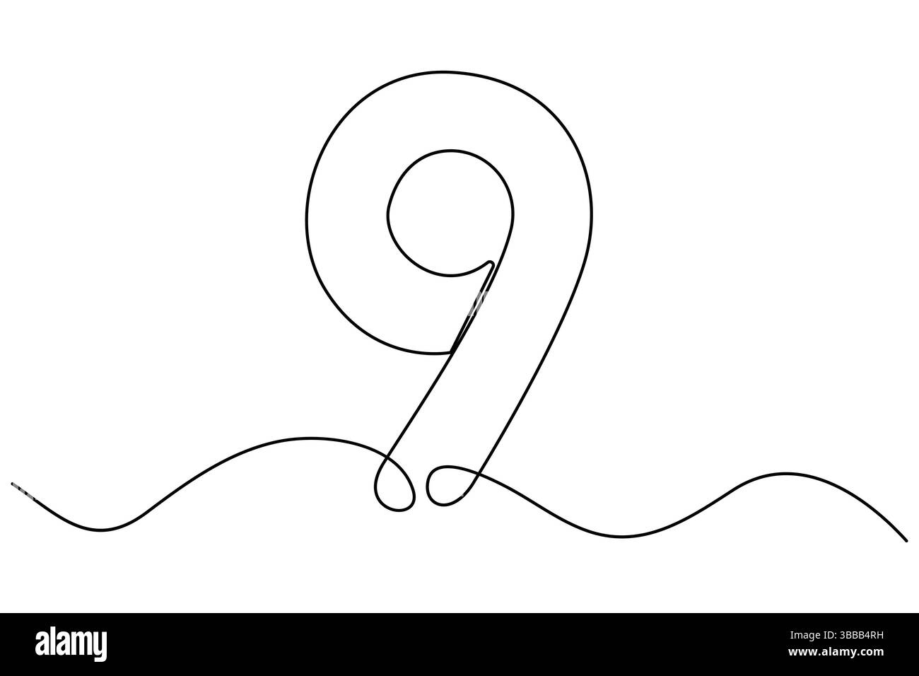 Numero nove disegno continuo su una linea del numero 9. Disegno a una linea modificabile dell'icona numero 9. Illustrazione vettoriale Illustrazione Vettoriale