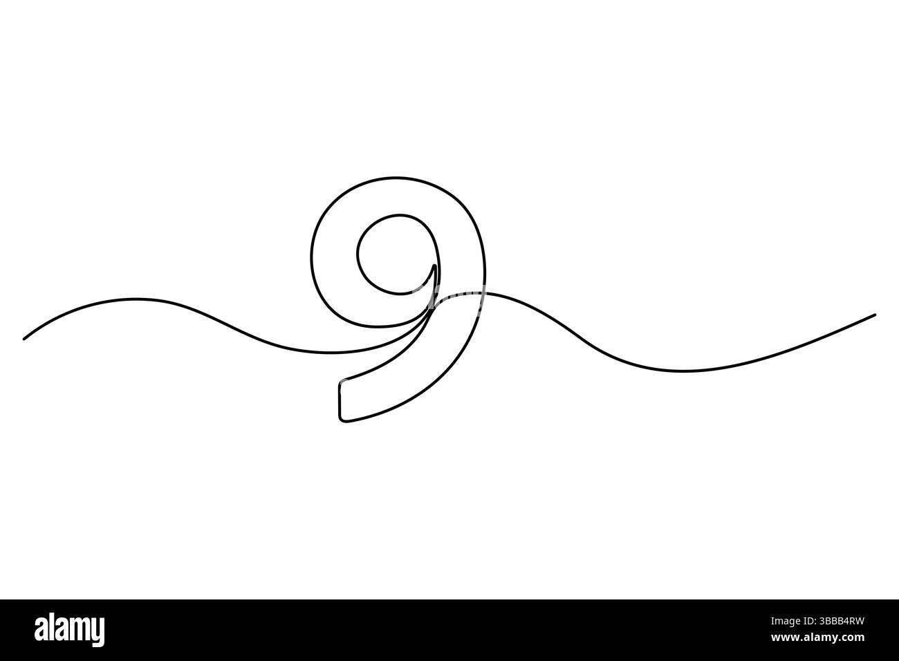 Numero nove disegno continuo su una linea del numero 9. Disegno a una linea modificabile dell'icona numero 9. Illustrazione vettoriale Illustrazione Vettoriale