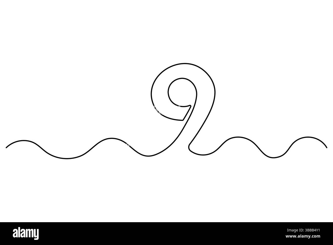 Numero nove disegno continuo su una linea del numero 9. Disegno a una linea modificabile dell'icona numero 9. Illustrazione vettoriale Illustrazione Vettoriale