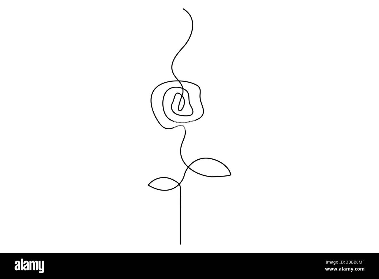 Fiore di rosa continuo disegno su una linea di fiori di rosa illustrazione vettoriale isolata design minimalista Illustrazione Vettoriale