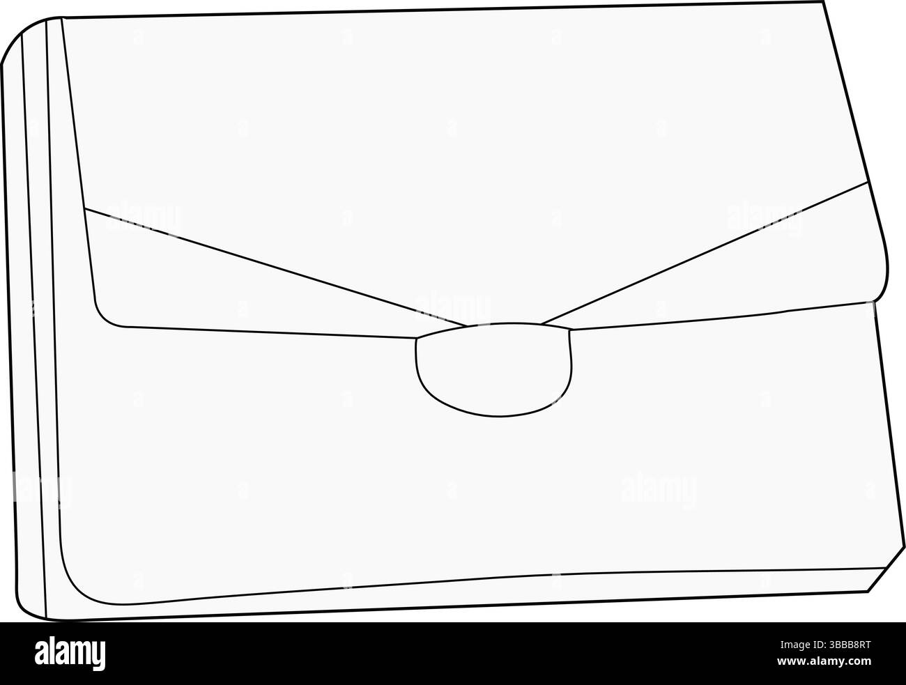 Pochette a bustina con chiusura a patta | illustrazione tecnica di moda | modello per borsa piatta CAD | Vista angolata Illustrazione Vettoriale
