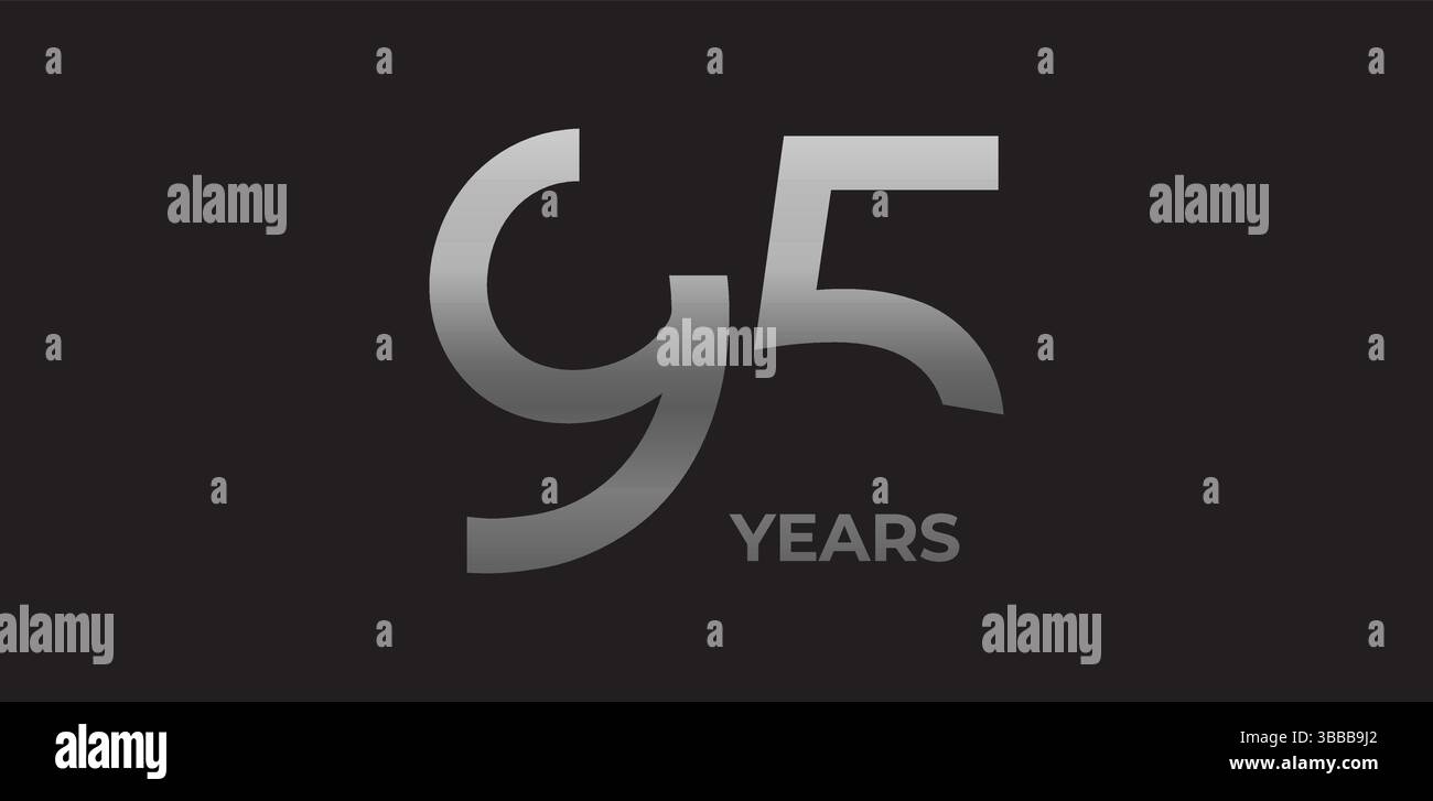 95 anni di branding, logo anniversario in metallo sfumato, evocano tradizione, forza, eccellenza. Design moderno per eventi, tradizione del marchio Illustrazione Vettoriale