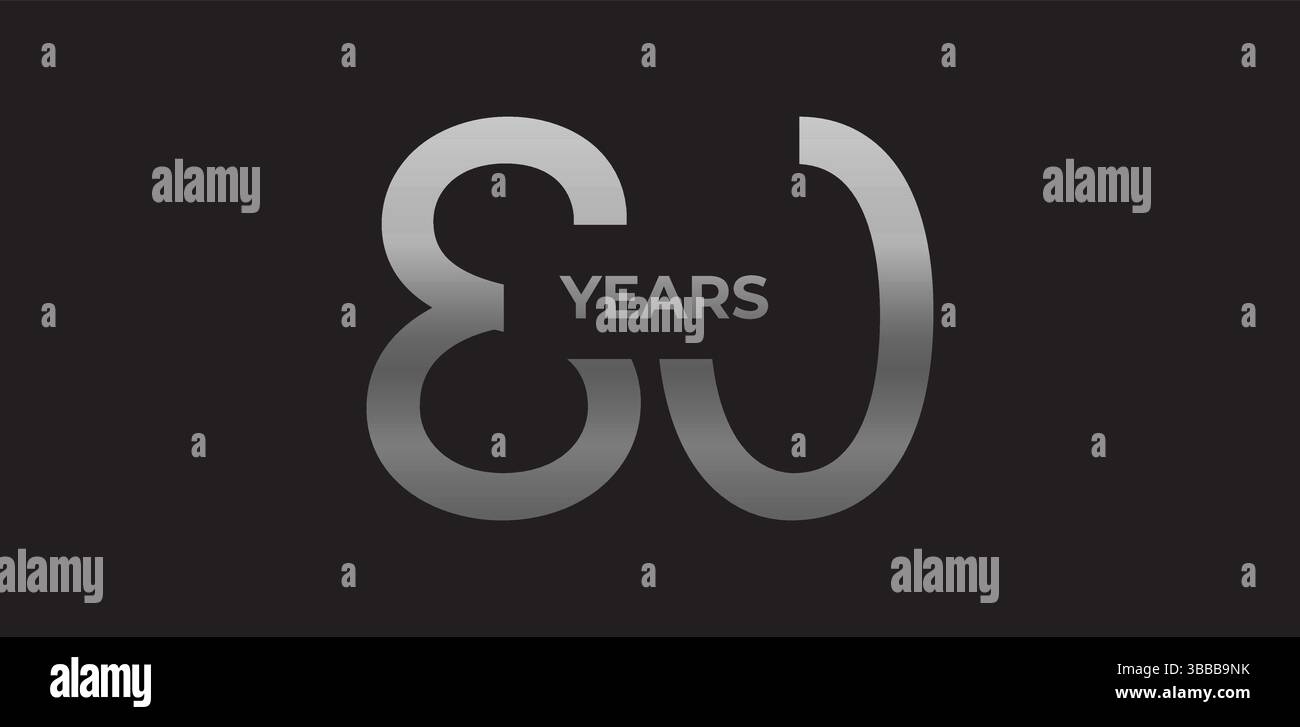 80 anni di branding, logo anniversario in metallo sfumato, evocano tradizione, forza, eccellenza. Design moderno per eventi, tradizione del marchio Illustrazione Vettoriale