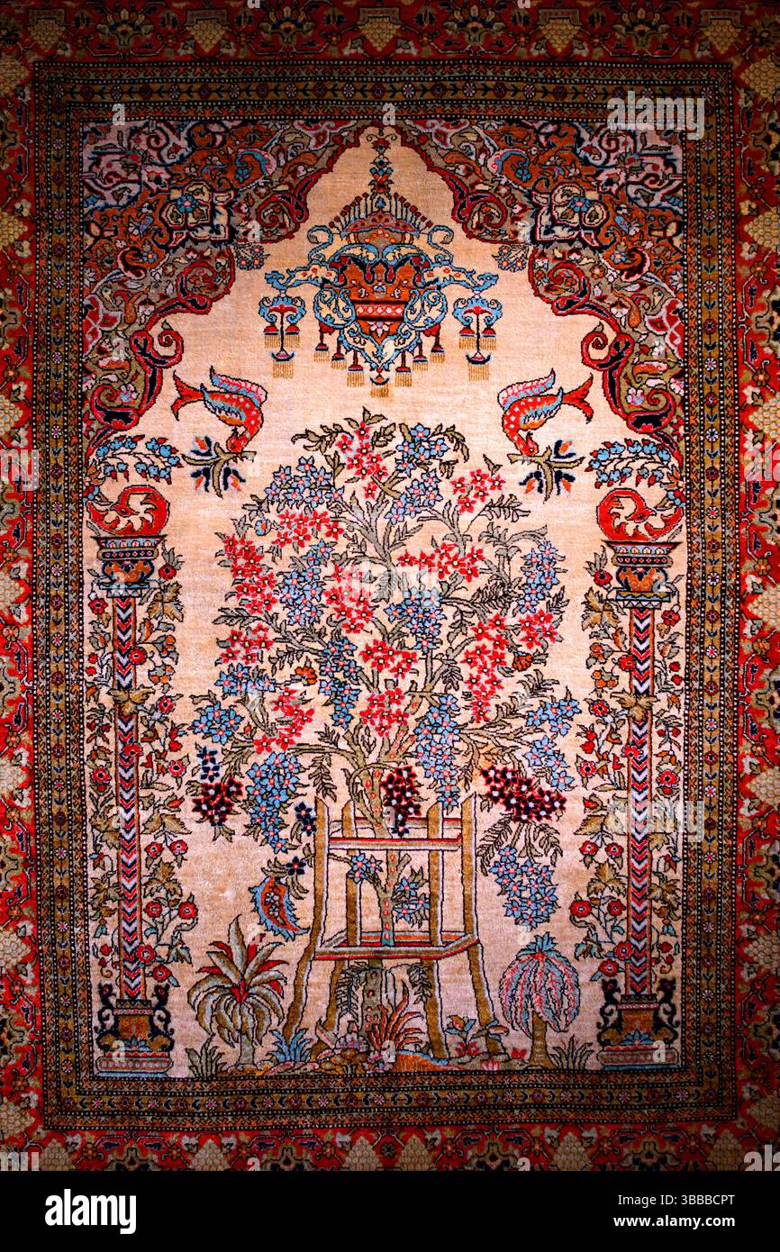 Collezione di tappeti persiani del museo della torre di Calahorra, Cordoba, Andalusia, Spagna. Foto Stock
