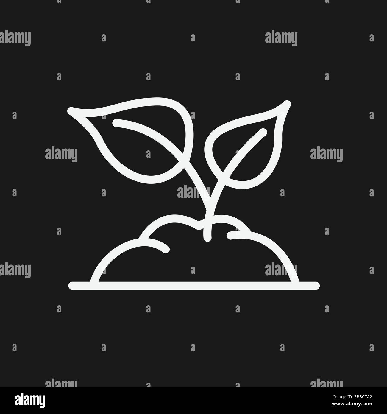 Sprout Growing from Soil on Black background, Growth Symbol Illustrazione Vettoriale
