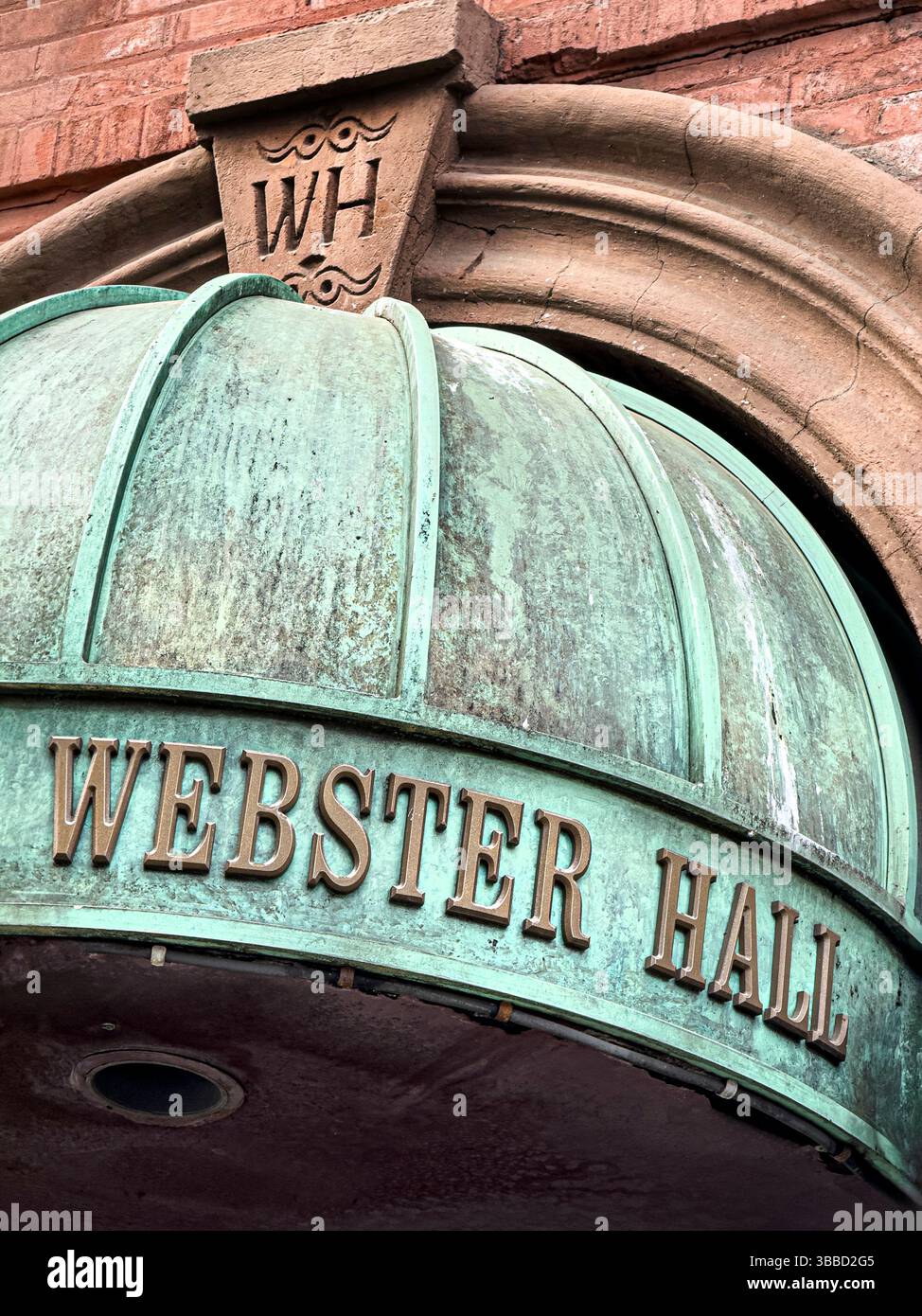 Webster Hall, nightclub e spazio per eventi, dettagli esterni dell'edificio con baldacchino, East Village, New York City, New York, USA Foto Stock