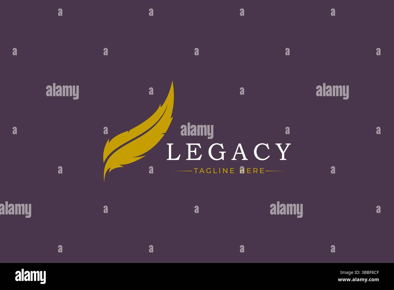 Concetto di logo legale, legale e aziendale con simbolo di forma astratta piuma o quill. Illustrazione Vettoriale