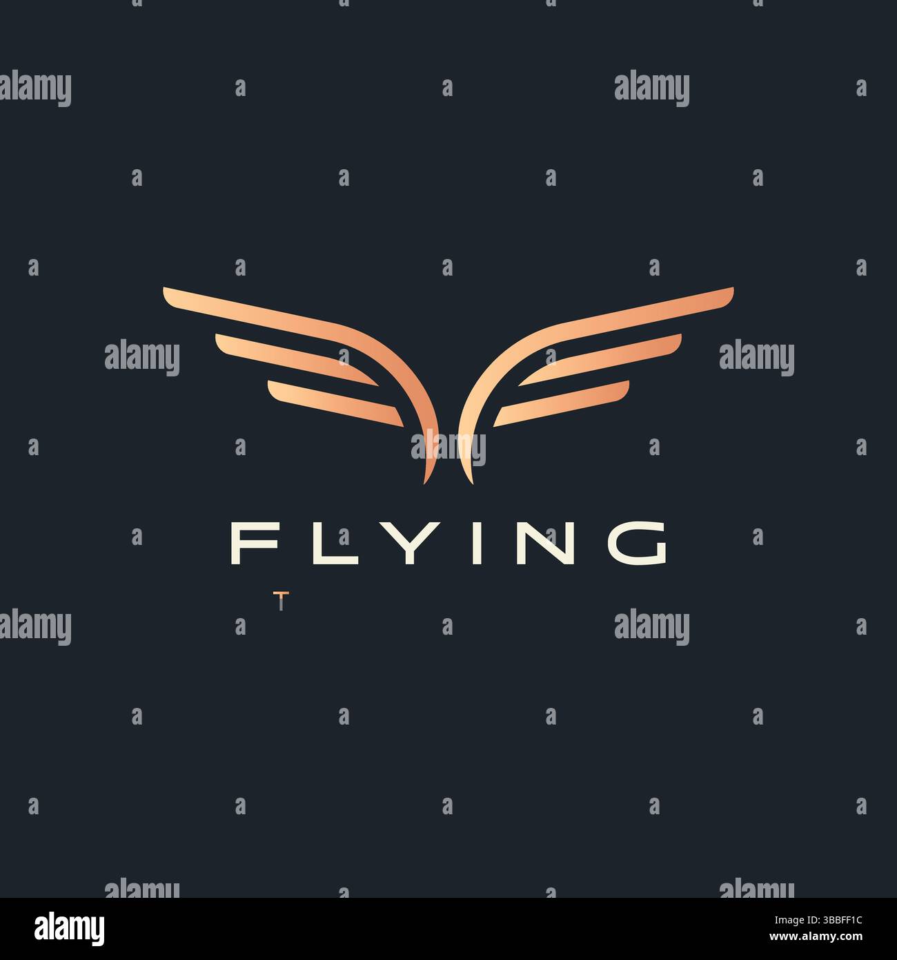 Logo Wing Fly Shape Abstract Premium semplice ed elegante. Militari, sportivi, compagnie aeree, simbolo di libertà con colore oro. Illustrazione Vettoriale