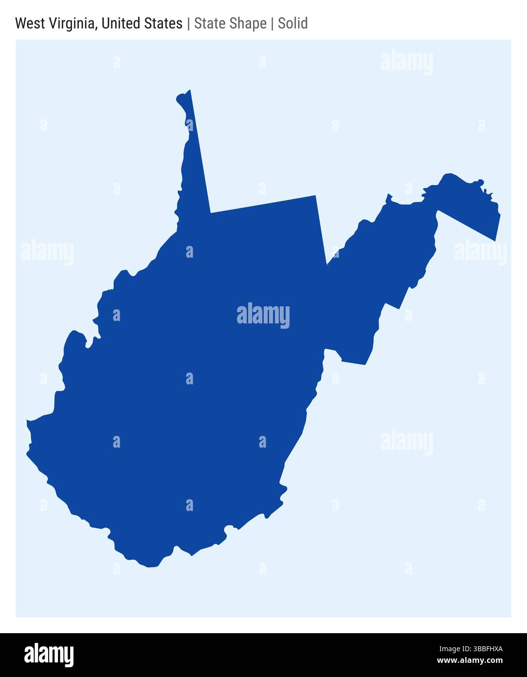 Virginia Occidentale, Stati Uniti. Semplice mappa vettoriale. Stato forma. Stile solido. Confine della Virginia Occidentale. Illustrazione vettoriale. Illustrazione Vettoriale