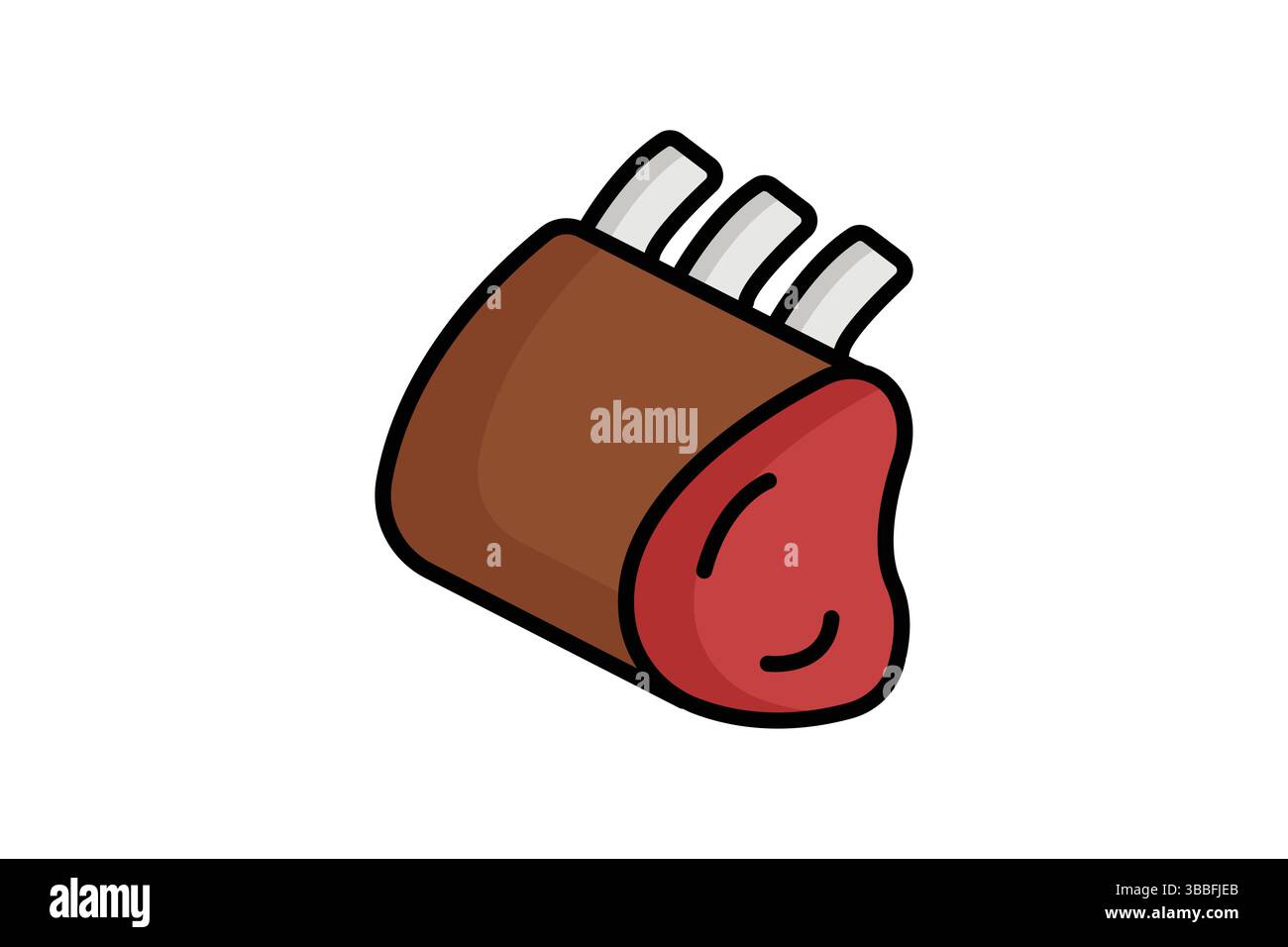 Icona di agnello. stile icona contorno colorato. icona relativa alla griglia di agnello. illustrazione vettoriale degli elementi di carne Illustrazione Vettoriale