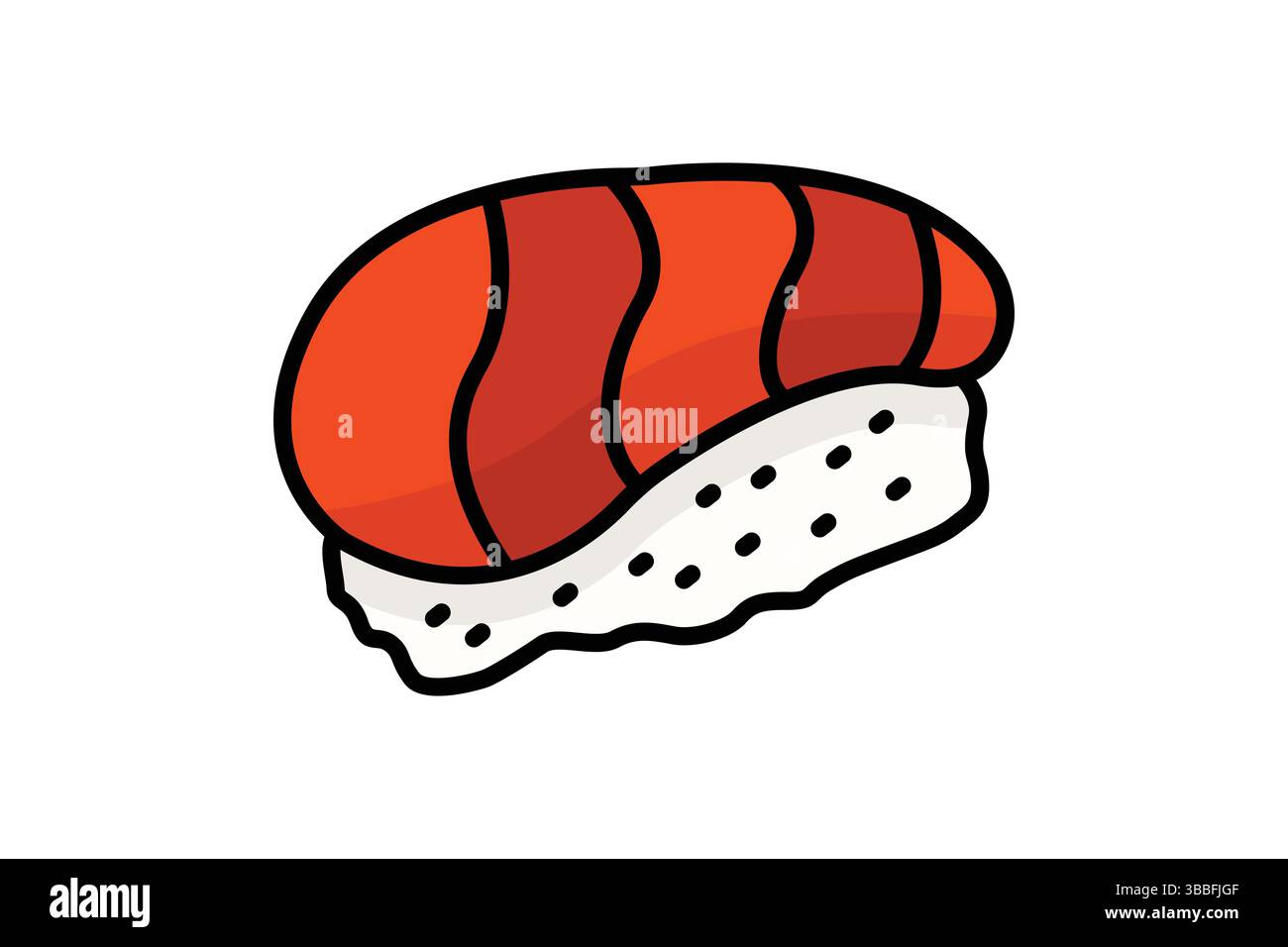 Icona del salmone. stile icona contorno colorato. icona relativa al sushi al salmone. illustrazione vettoriale degli elementi alimentari Illustrazione Vettoriale