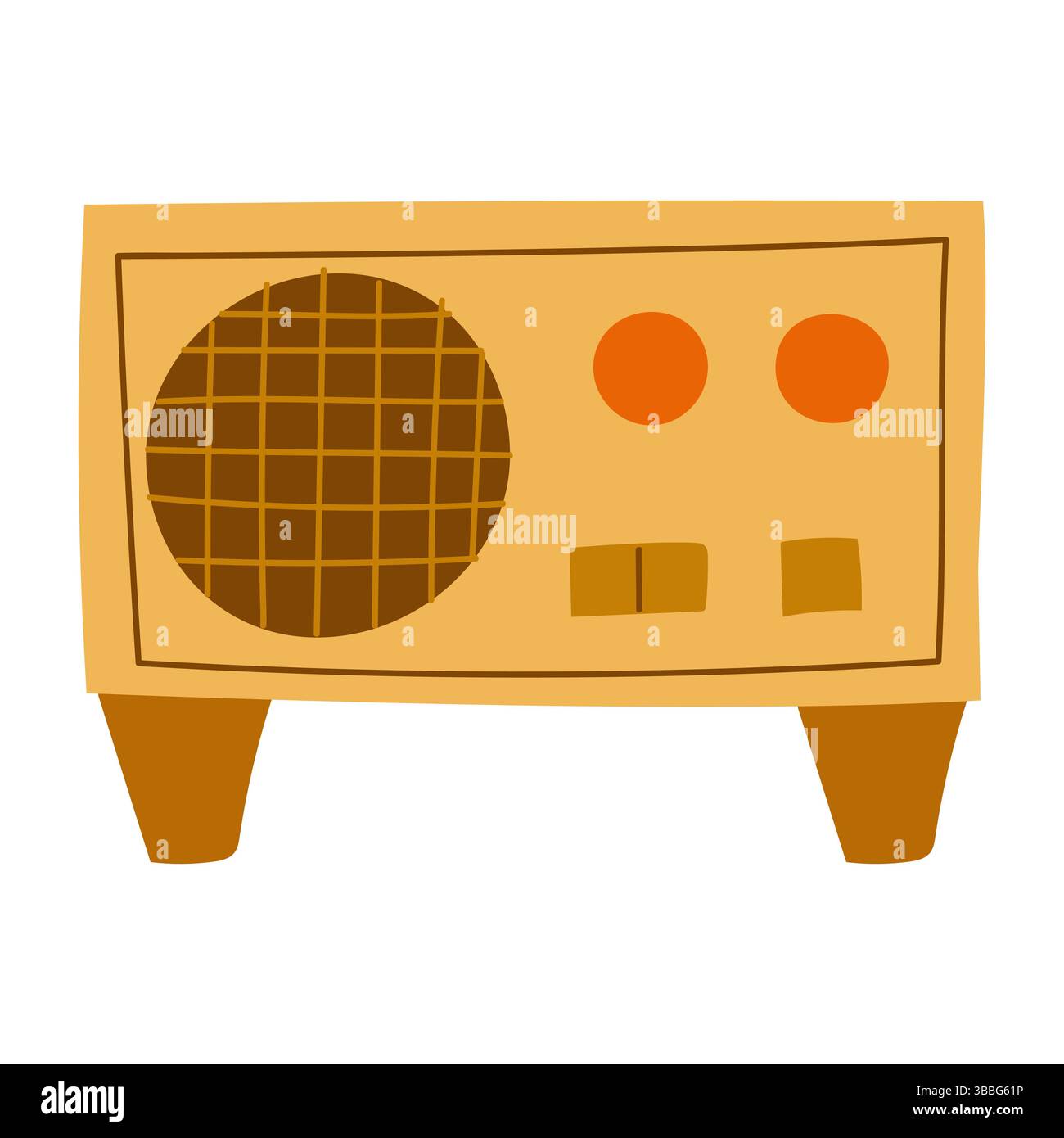 Radio vintage con display dal design semplice e colori caldi che mettono in risalto lo stile retrò Illustrazione Vettoriale
