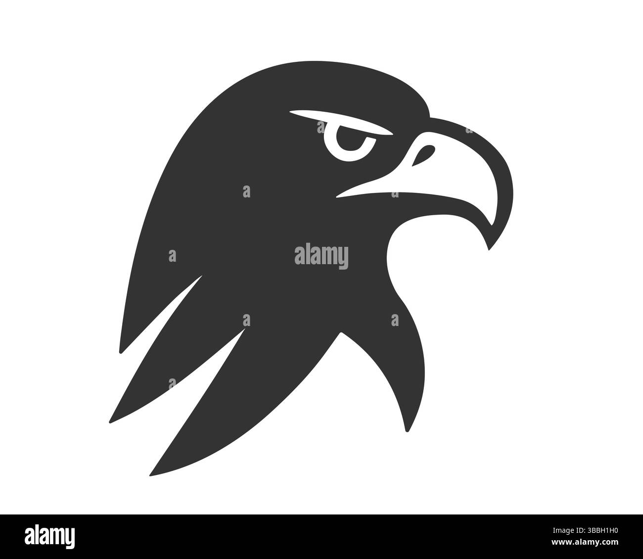 Simbolo dell'icona del logo Eagle aggressivo. Insegna di silhouette del falco dell'aquila di uccello. Immagine di illustrazione vettoriale. Isolato su sfondo bianco. Illustrazione Vettoriale