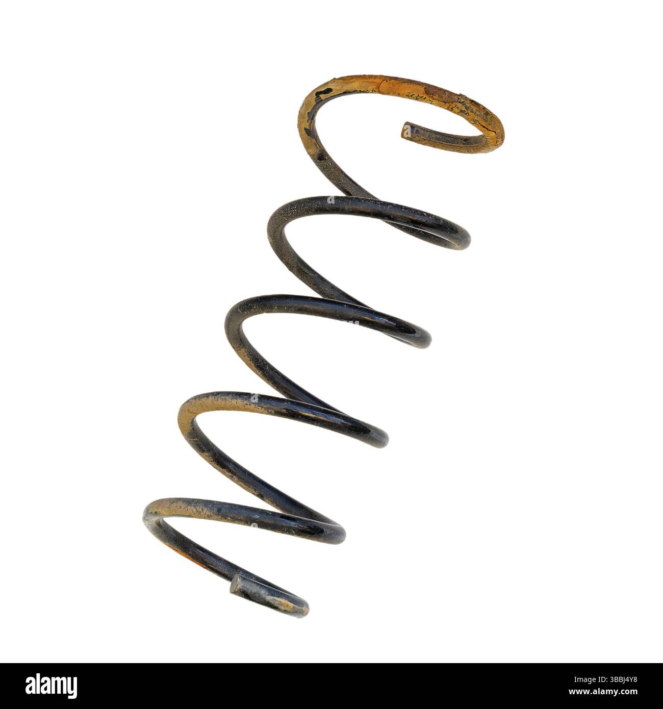molla per auto arrugginita isolata su un oggetto bianco pronto per il tuo progetto Foto Stock