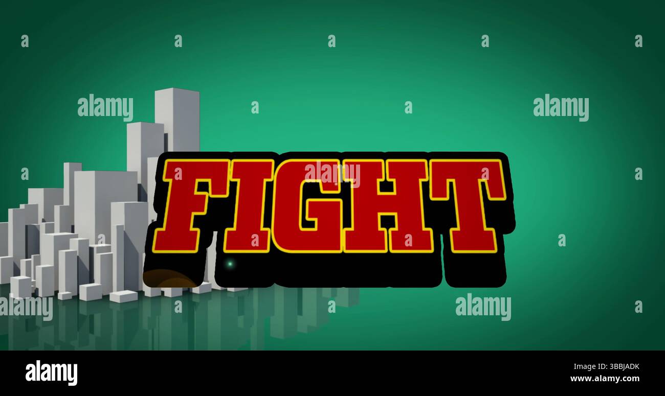 Immagine del testo della lotta sul paesaggio urbano Foto Stock