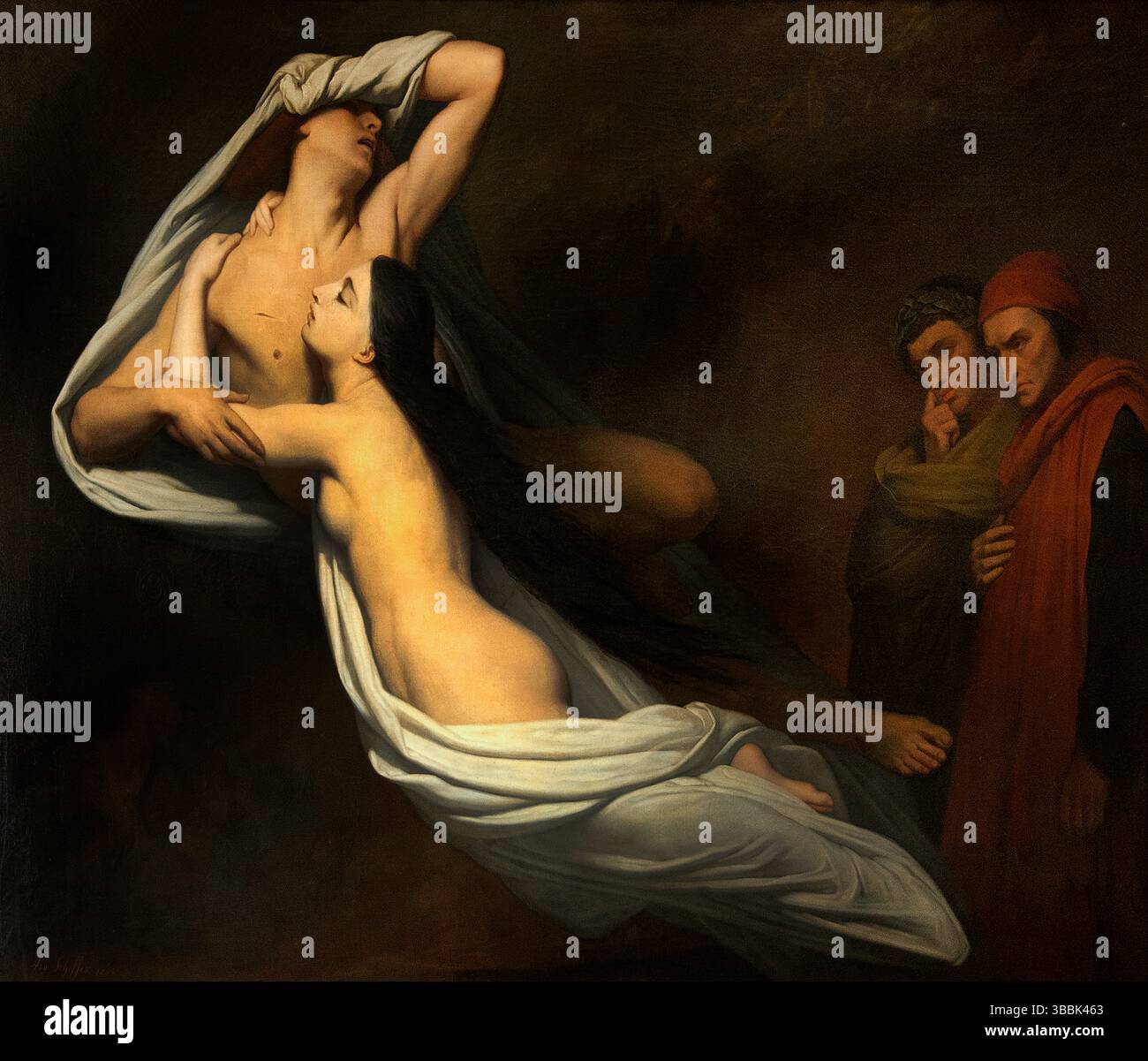 Le sfumature di Francesco da Rimini e Paolo Malatesta - appaiono a Dante e Virgilio 1855 Ary SCHEFFER Paesi Bassi 1795 - 1858 Museo olandese del Louvre . Foto Stock