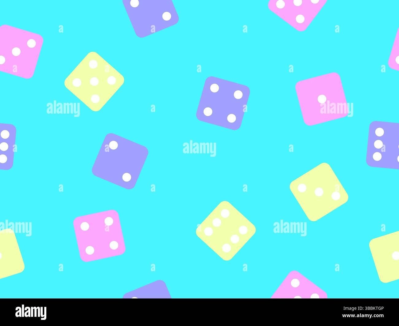 Modello di dadi senza cuciture. Dadi multicolore, vista dall'alto. Gioco dei dadi del casinò. Progettare applicazioni, banner, opuscoli, copertine. Illustrazione vettoriale Illustrazione Vettoriale