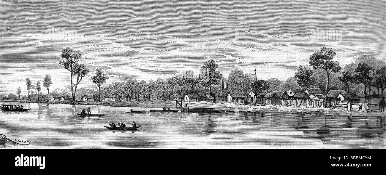 Penitenziario o prigione isolana di Saint Laurent nella colonia penale della Guyana francese Sud America. Incisione vintage o storica o illustrazione 1866 Foto Stock