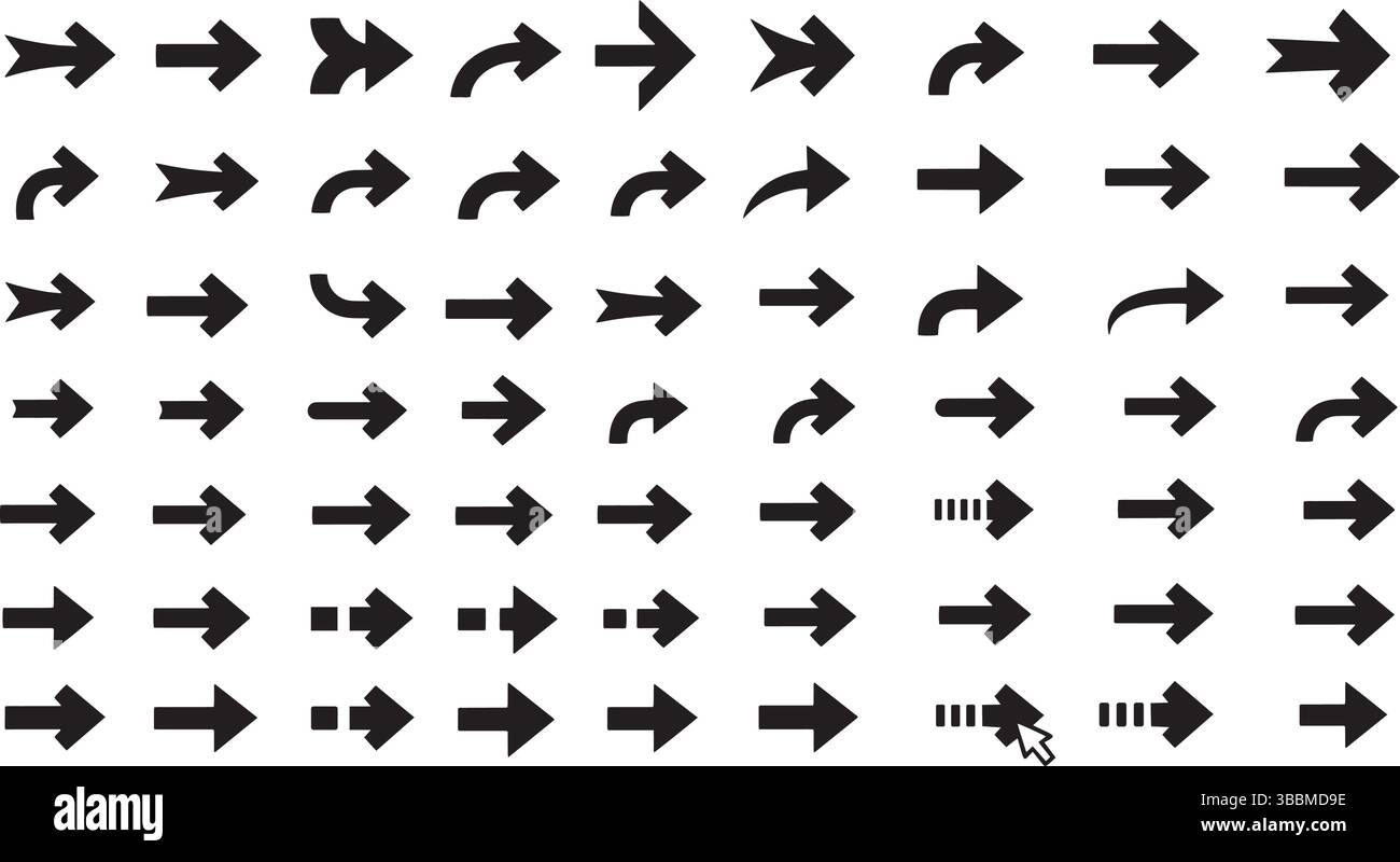 Frecce vettoriali Collection Bold, icone direzionali moderne per UI e grafica Illustrazione Vettoriale