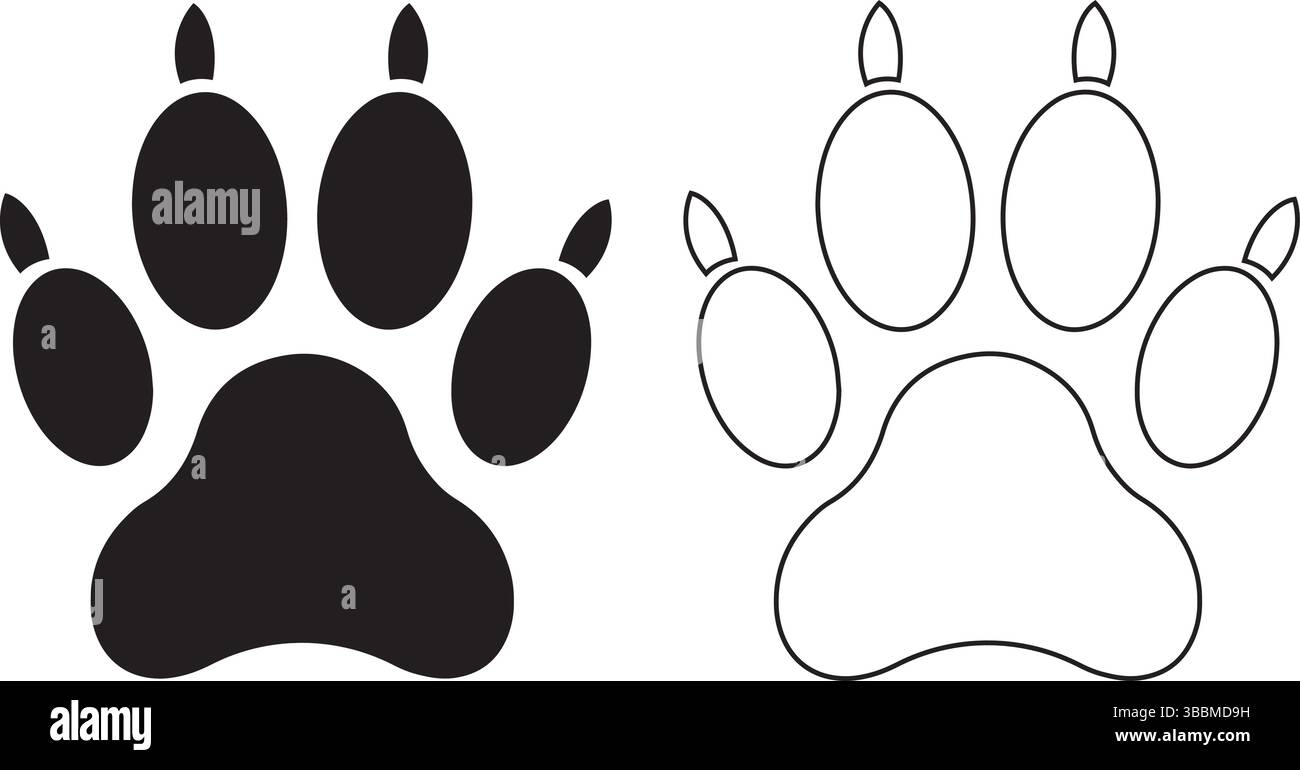 Icona Paw Print stilizzata perfetta per la cura degli animali domestici, lo zoo o il marchio veterinario Illustrazione Vettoriale
