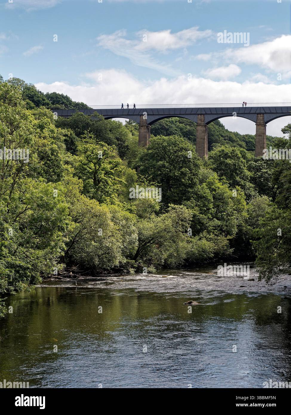 L'acquedotto Pontcysyllte, costruito da Telford, porta il canale Llangollen attraverso la Dee Valley ed è parte di un sito patrimonio dell'umanità. Un ruscello nel cielo. Foto Stock