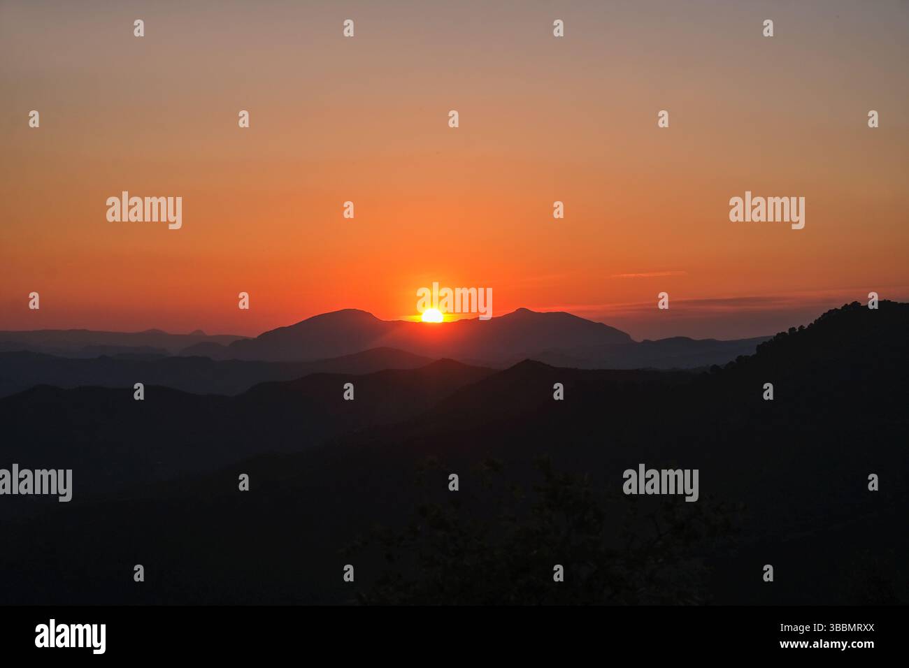Tramonto a Montes de Málaga, Spagna Foto Stock
