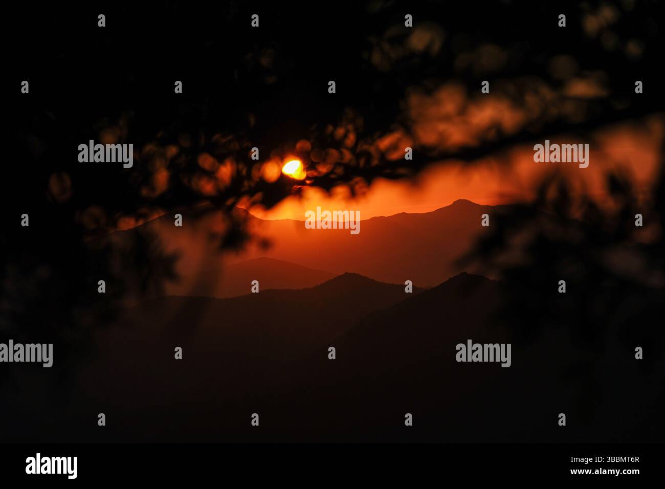 Tramonto a Montes de Málaga, Spagna Foto Stock