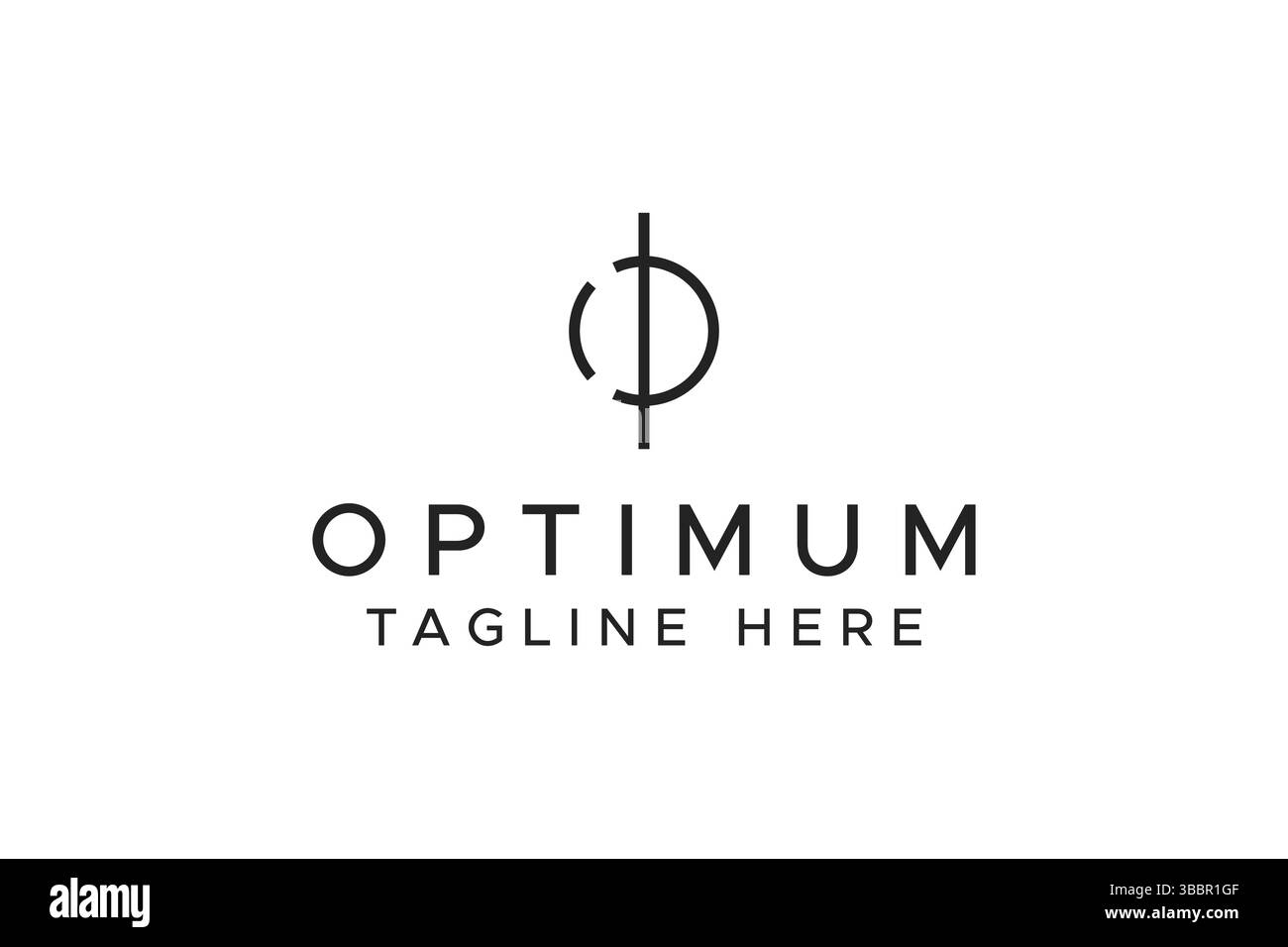 Concetto di logo lettera o ottimale identità di branding. Linea semplice cerchio forma astratta. Comunicazione aziendale, tecnologia o simbolo del marchio Moda. Illustrazione Vettoriale