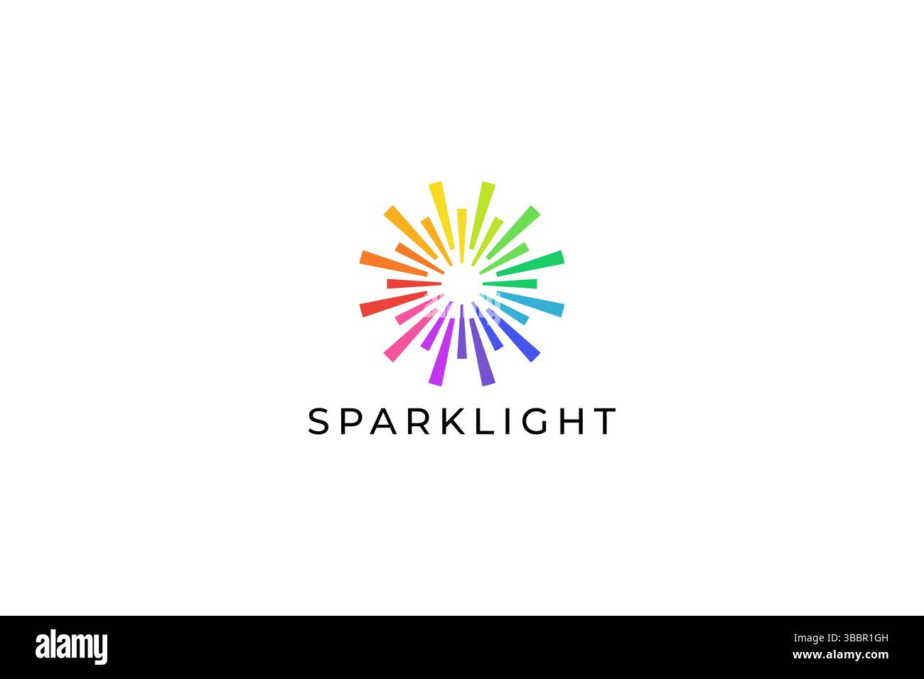 Colorato Firework Spark Light Festival e logo Carnival Concept. Creatività e felicità Symbol Brand Identity per le startup. Illustrazione Vettoriale