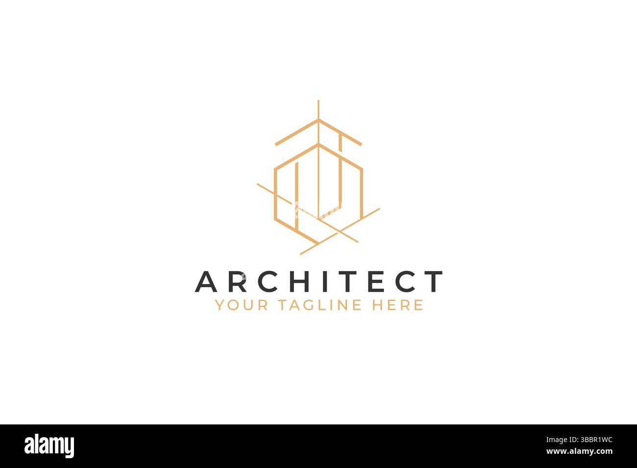 Architecture Logo Brand Abstract minimalista Sketch Building Property Business Company. Idea creativa concetto di progettazione grafica. Illustrazione Vettoriale