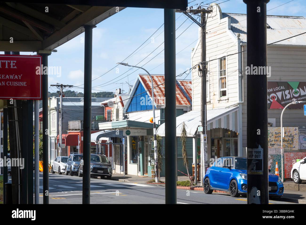 Old Shops, Aro Street, Wellington, North Island, nuova Zelanda Foto Stock